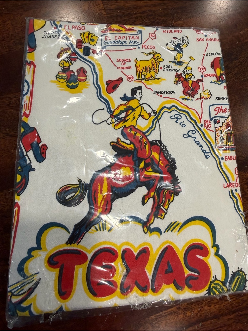🆕NOS‎ Red and White kitchen company flour sack Texas tea towel 22”x22” cotton
